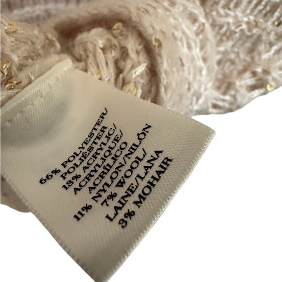 Ann Taylor Cream Sheer Knit Sweater w/ Gold Embellishments in Women’s Medium - Picture 8 of 8